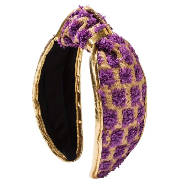 Purple Raffia Checkered Headband - Picture 1 of 3